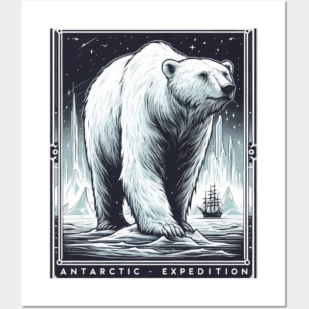 Monochromatic Antarctic Expedition Polar Bear Wall Art by TomFrontierArt